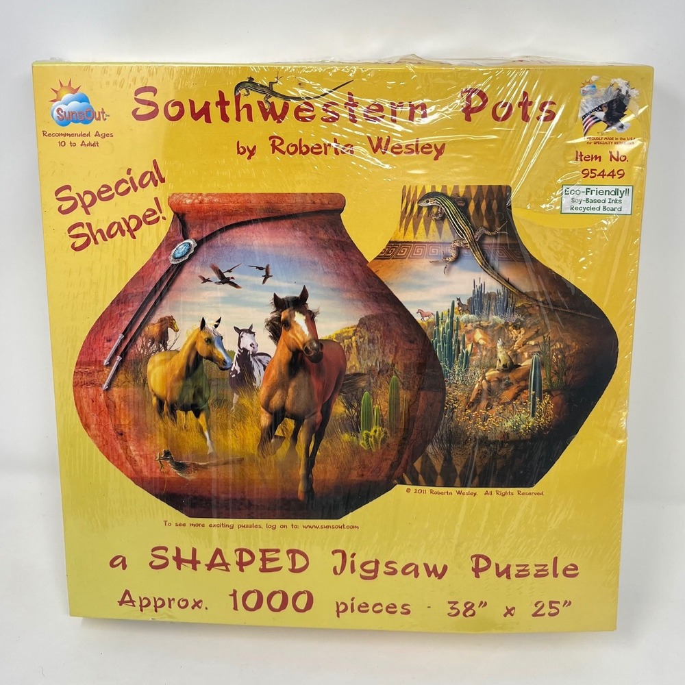 Sun Out Southwestern Pots Shaped Jigsaw Puzzle‎ 1000 Pc #95449 Roberta Wesley
